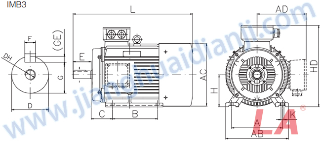 JHM系列變頻調(diào)速三相異步電動機外形及安裝尺寸圖 - 六安江淮電機有限公司