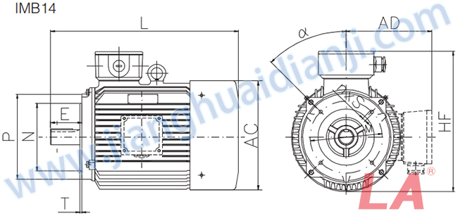 JHM系列變頻調(diào)速三相異步電動機外形及安裝尺寸圖 - 六安江淮電機有限公司