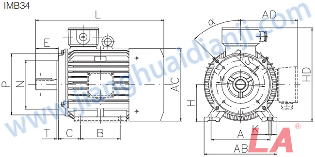 JHM系列變頻調(diào)速三相異步電動機外形及安裝尺寸圖 - 六安江淮電機有限公司