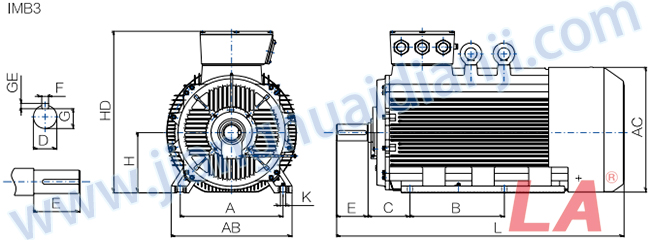 Y3系列低壓大功率三相異步電動機外形及安裝尺寸圖IMB3 - 六安江淮電機有限公司