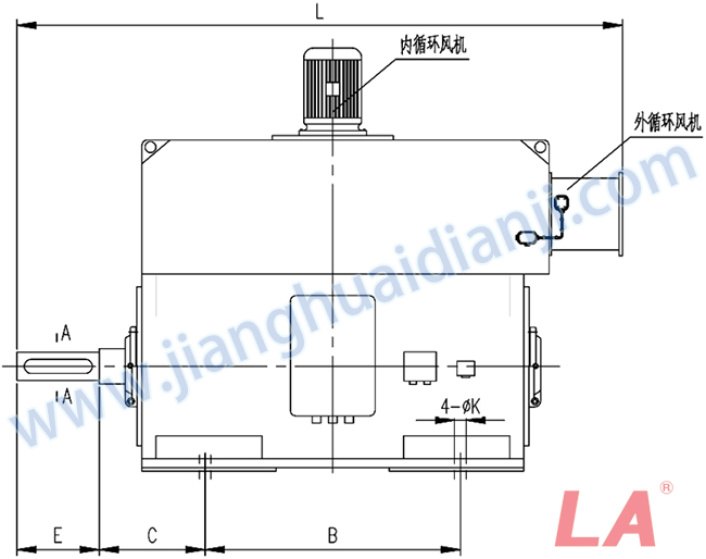 YMPS系列磨煤機用高壓三相異步電動機安裝尺寸圖(IP54、IP55 6KV) - 六安江淮電機有限公司