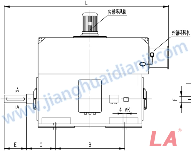 YMPS系列磨煤機用高壓三相異步電動機安裝尺寸圖(IP54、IP55 10KV) - 六安江淮電機有限公司