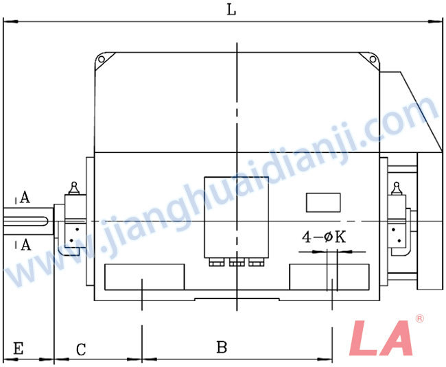 YKK系列大型高壓三相異步電動機外形及安裝尺寸圖(YKK710-1000 IP44、IP54、IP55) - 六安江淮電機有限公司